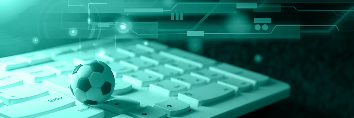 Micro betting with Bitcoin — football on a keyboard with digital overlay